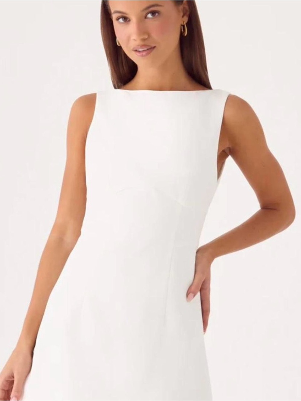 Peppermayo Strapless White Boatneck Dress
